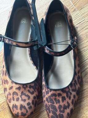 Time and Tru Women's Leopard Print Mary Jane Flats